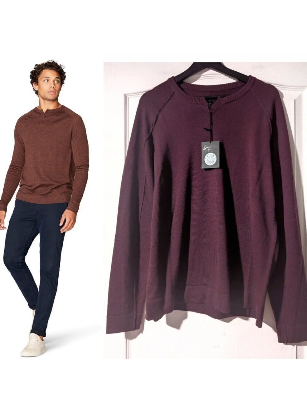 Good Man Brand | MVP V-Notch Merino Wool Sweater In Fig
